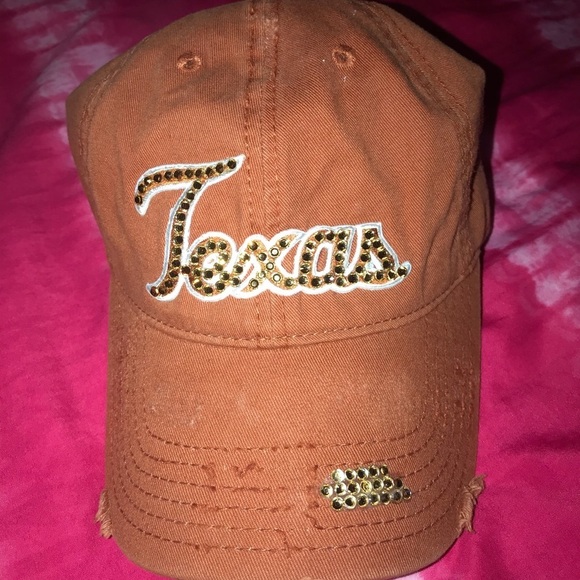 Accessories - Dark Orange Texas Swarovski Dad Hat!